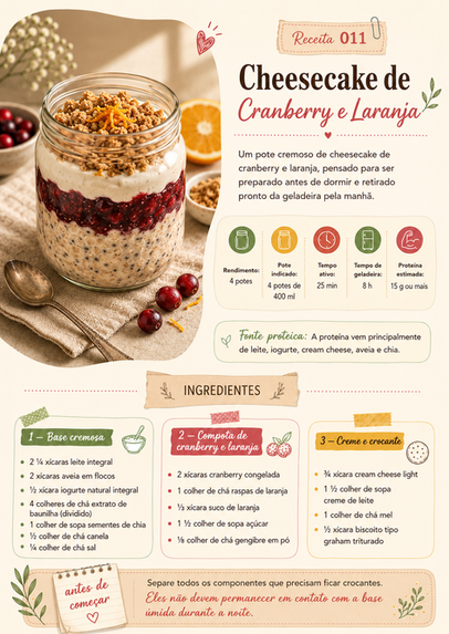 Receita Cheesecake de Cranberry e Laranja